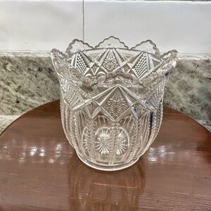 Vintage Crystle Cut Glass Unique Open Sugar Bowl or small Vase